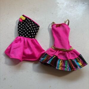 🛍️3/$30 Mattel Barbie doll‎ set of two pink short party dresses